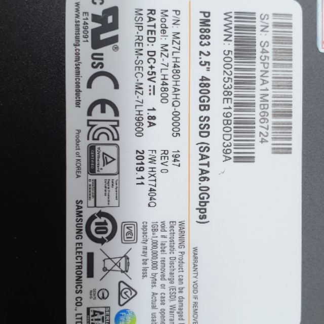 SSD Samsung PM883 480GB 2.5inch SATA 6Gb/s V4