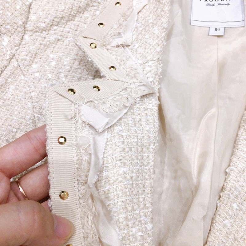 Áo khoác dạ Tweed Hàn màu kem