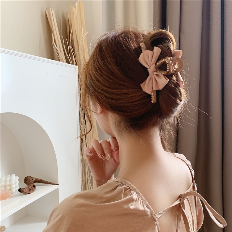 Haimeikang Ruy băng Bowknot Chuỗi Pha Lê Cá Mập Kẹp Tóc Nữ Thời Trang Phụ Kiện Tóc