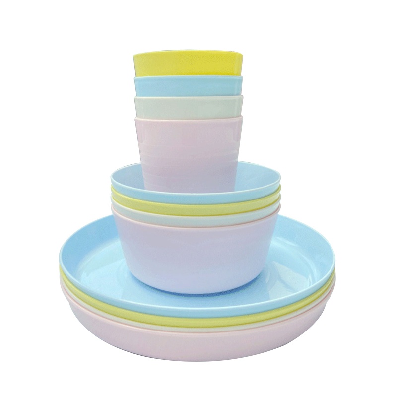 Set 12 Chén Dĩa Ăn Cơm / Trái Cây Bằng Nhựa Không Vỡ Dùng Được Trong Lò Vi Sóng sa
