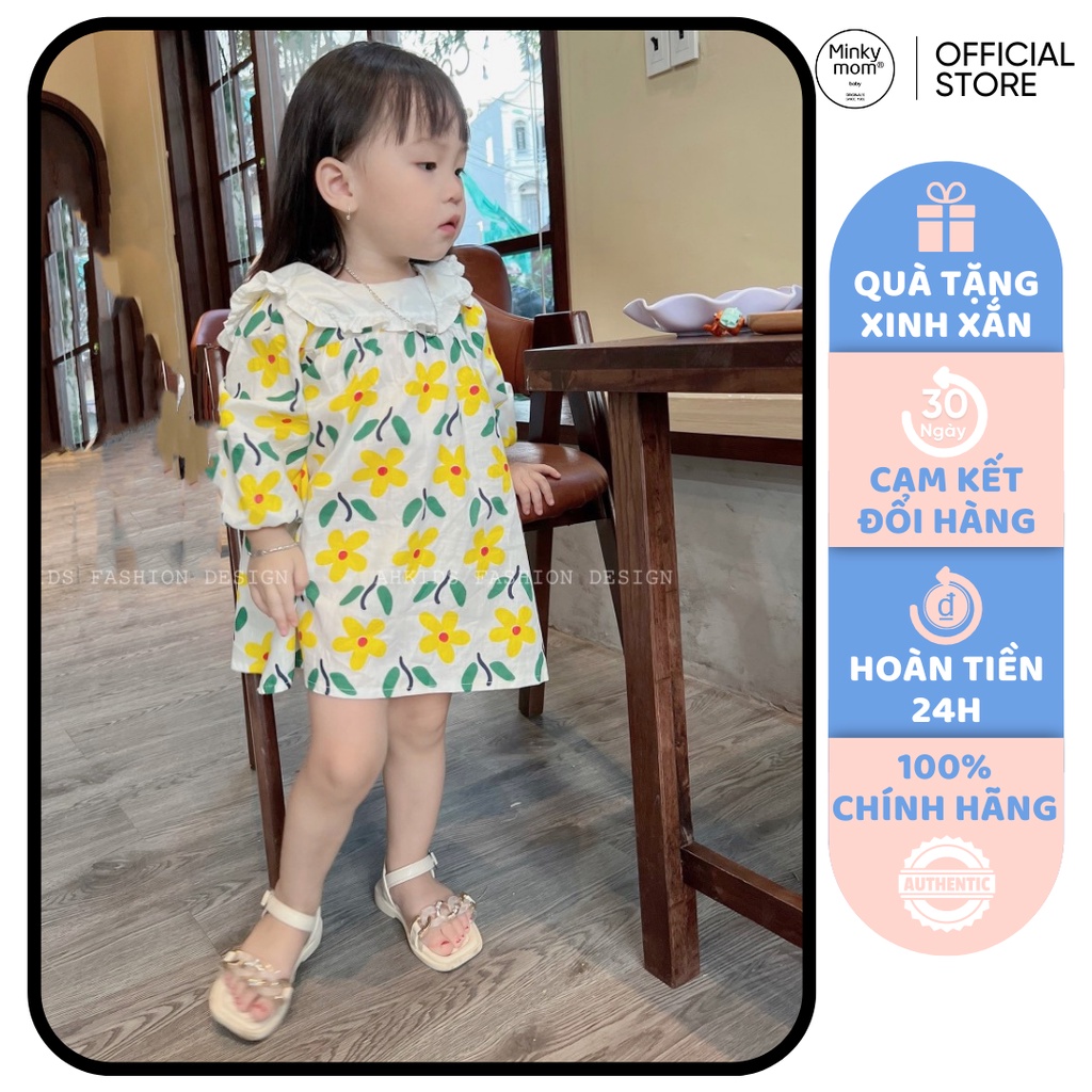 [SALE] Váy Cho Bé Gái Vải Thô Bèo Cổ Hoạ Tiết Hoa Nhí Cực Xinh, Đầm Bé Gái Thu Đông CKVD03
