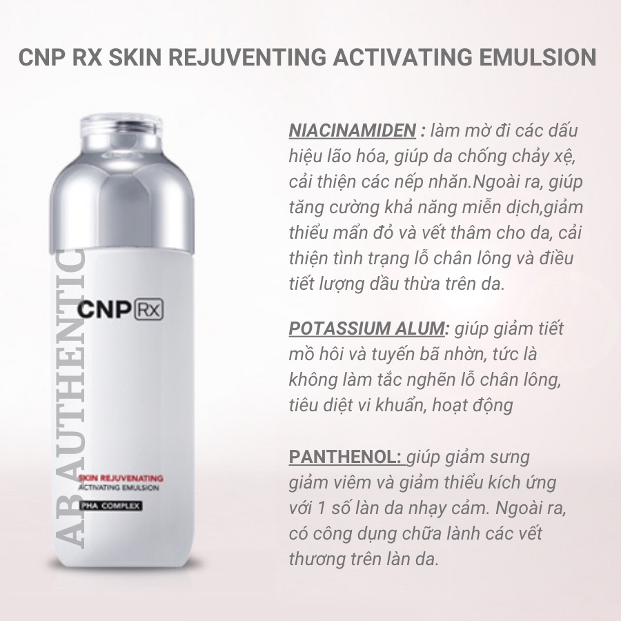 Cặp nước hoa hồng và sữa dưỡng CNP Rx Skin Rejuvenating PHA Complex 20ml - AB AUTHENTIC
