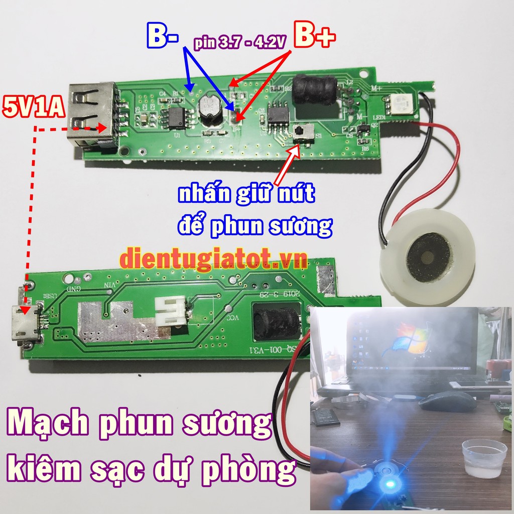 Mạch phun sương kiêm sạc dự phòng 5V1A