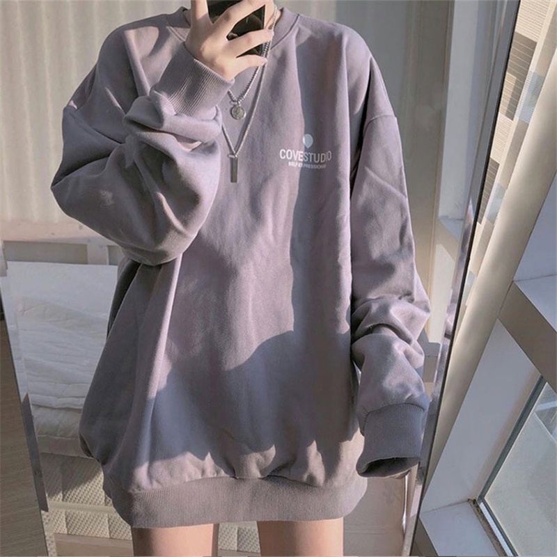 Áo Sweater Tay Dài Cổ Tròn Dáng Rộng Phong Cách Thời Trang Hàn Quốc Cho Nữ | BigBuy360 - bigbuy360.vn