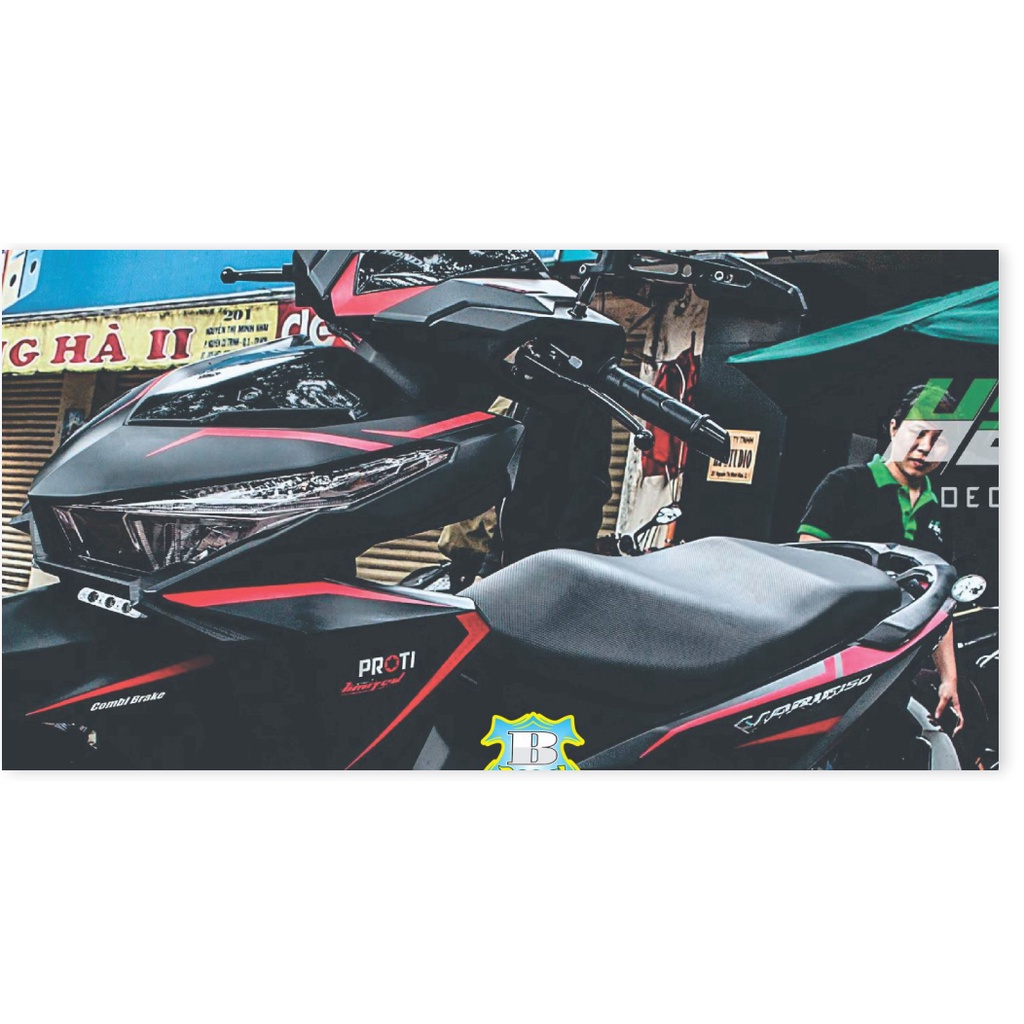 ( Quí khách vui lòng mang ra tiệm cho thợ dán ) Tem vario 2017 chỉ đen nhám H2