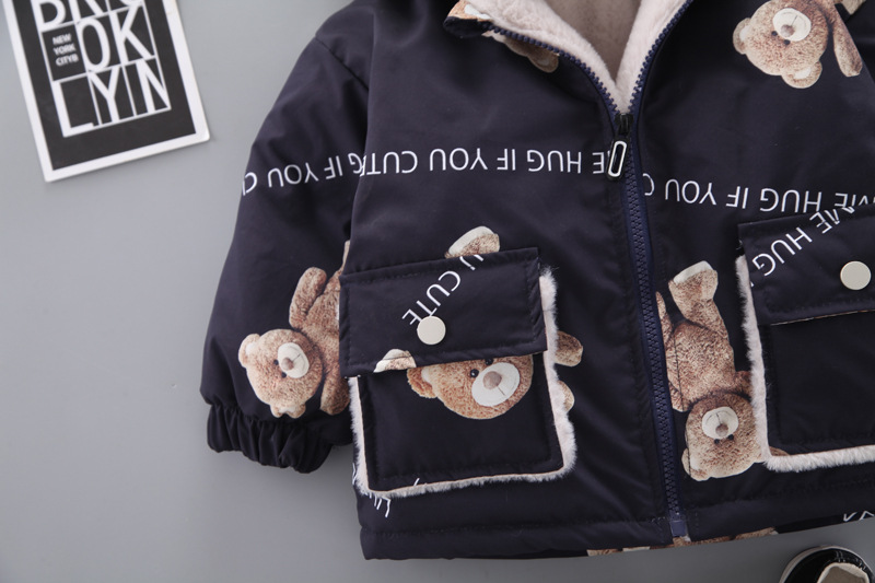 Áo Hoodie Nhung In Hình Gấu Hoạt Hình Xinh Xắn Cho Bé