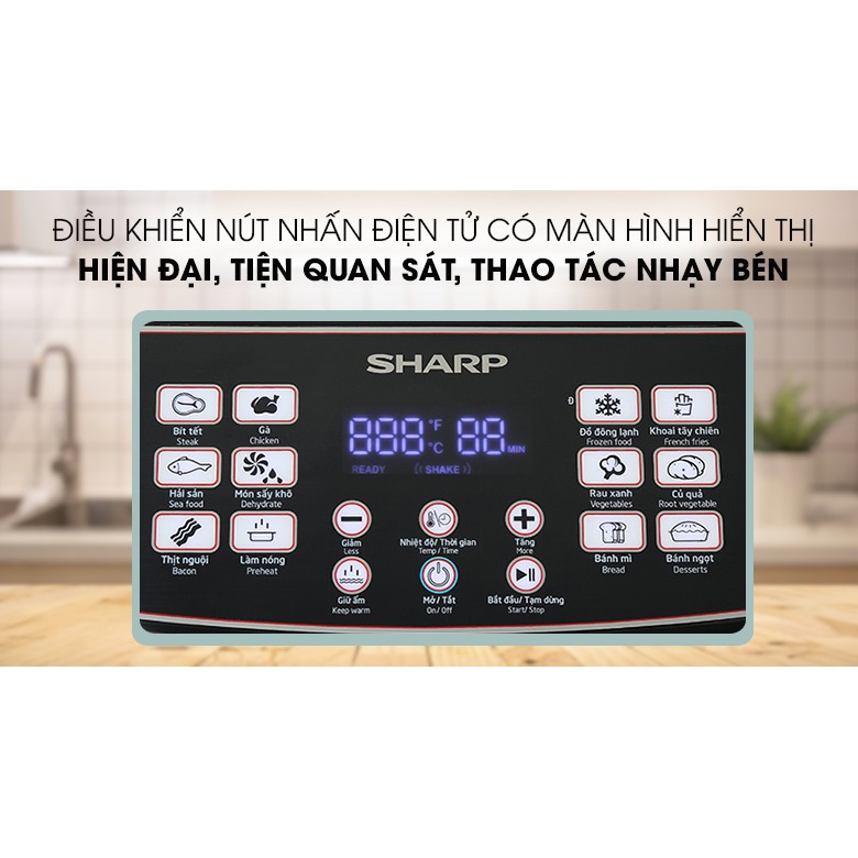 Nồi Chiên Không Dầu Sharp KF-AF55EV-BK Chống Dính 5.5L, Nồi Điện tử, MH LED