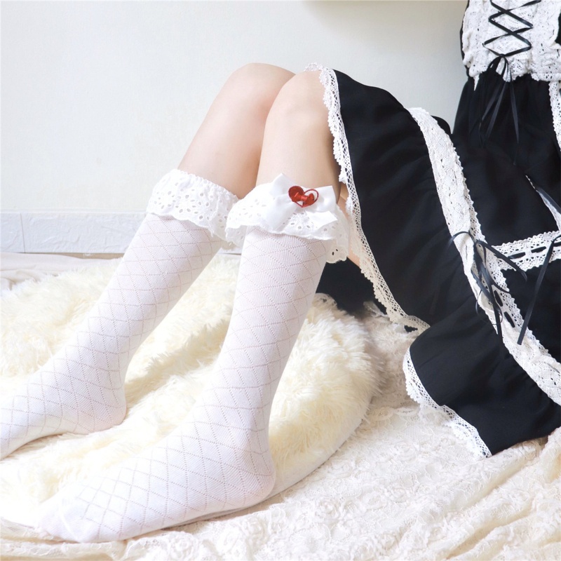 Vớ Ren Nhún Bèo Ngọt Ngào Thời Trang Lolita Cho Nữ