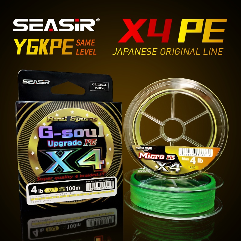 Dây câu chính SEASIR X4 100m bằng PE siêu nhỏ nhiều sợi bện nâng cấp YGK G-SOUL siêu chắc độ bền cao Nhật Bản