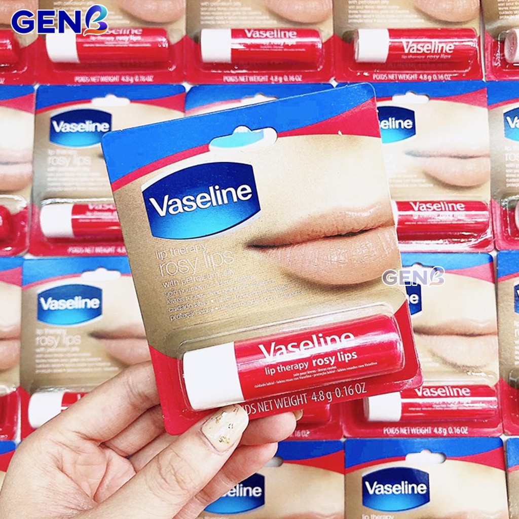 Son Dưỡng Môi Vaseline Dạng Thỏi HỒNG Xinh Thơm Nhẹ CHÍNH HÃNG Không Màu Dưỡng Ẩm Lót Trang Điểm Cho Nam Nữ Mỹ Phẩm GENB