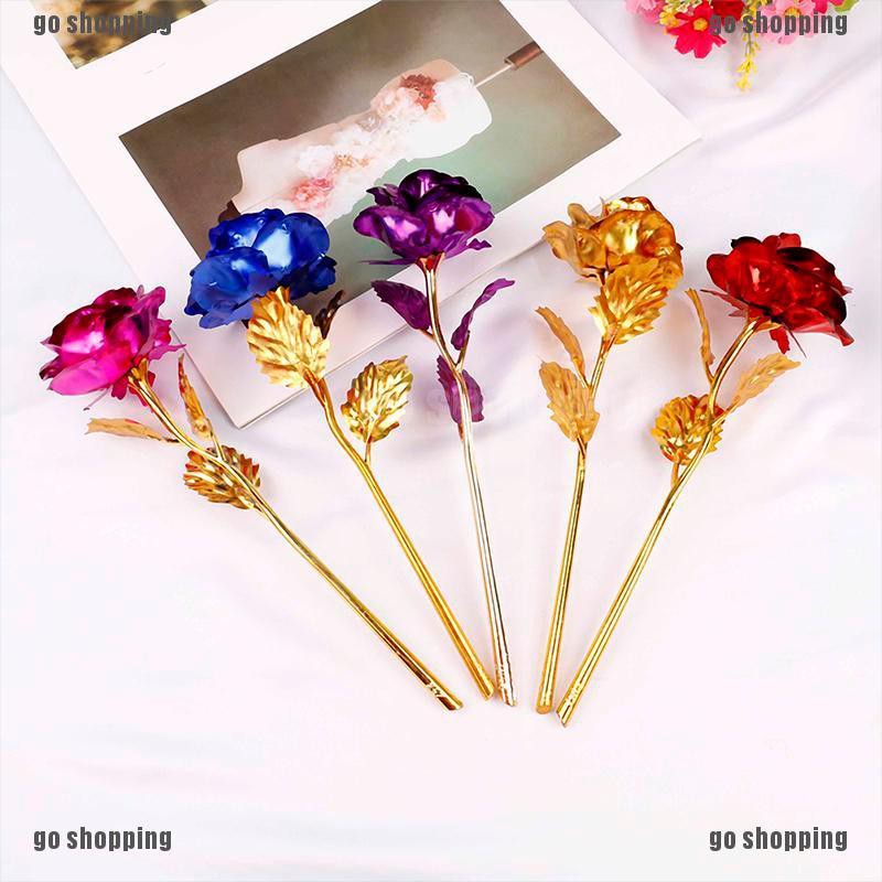 {go shopping}24k gold plated golden rose flowers anniversary valentine's day lovers' gift