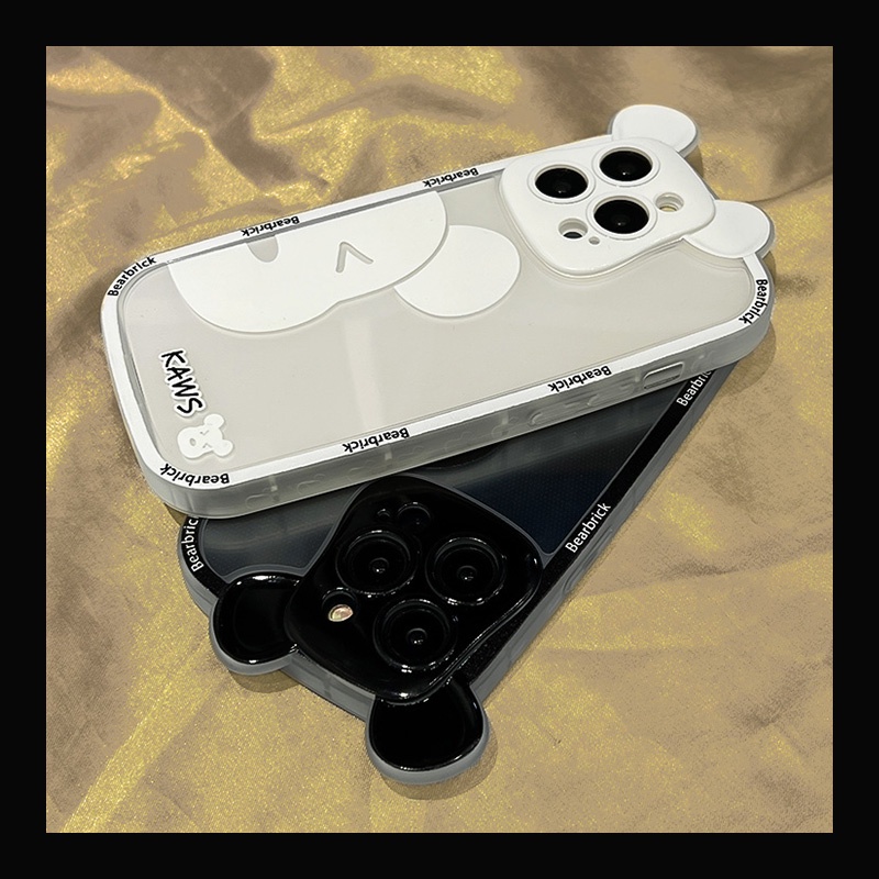 Ốp Điện Thoại Trong Suốt Chống Sốc Mạ Điện In Hình Gấu kaws 3D Cho iPhone 7 plus X xs max xr 11 pro max 12 pro max 13 pro max