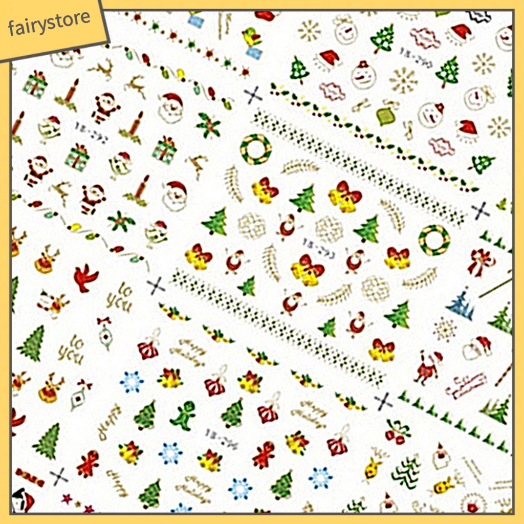 Set 12 Tấm Hình Dán Họa Tiết Giáng Sinh Dễ Thương Dùng Để Trang Trí Móng Nghệ Thuật