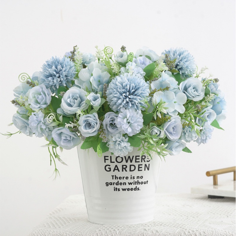 1 bó hoa nhân tạo Silk Rose Hoa hồng cây tú cầu hoa giả décor trang trí nhà hoa giả cao cấp Bó hoa cưới Trang trí nhà cửa quán cafe decor