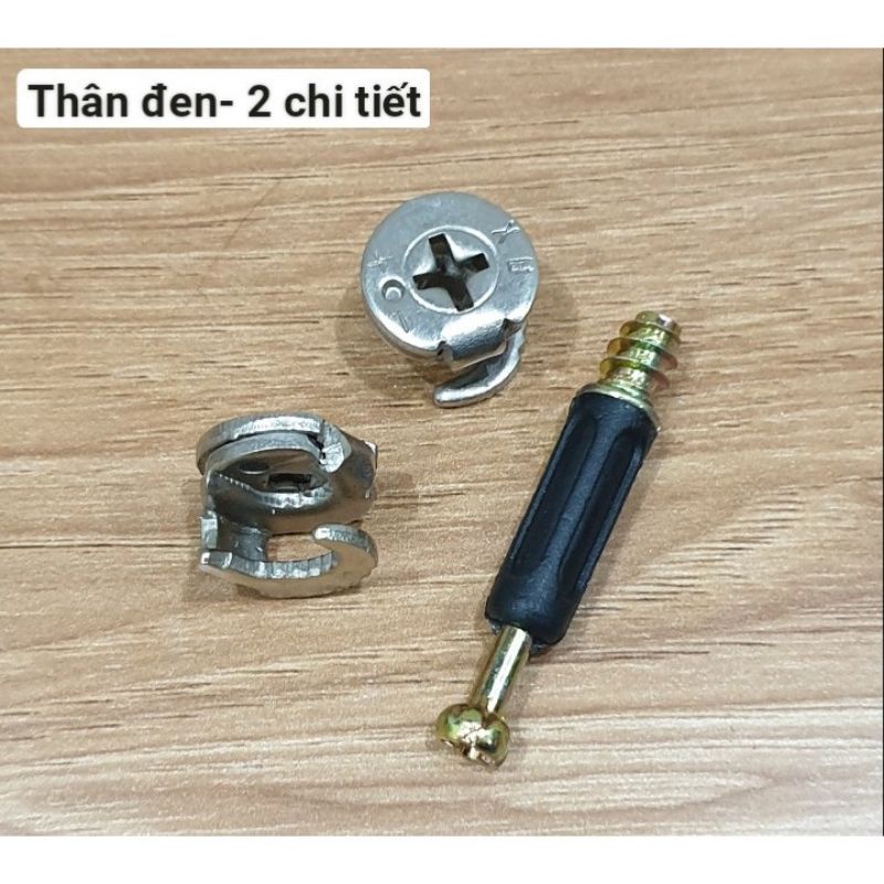 Combo 100 bộ ốc cam chốt liên kết 2 chi tiết thân đen