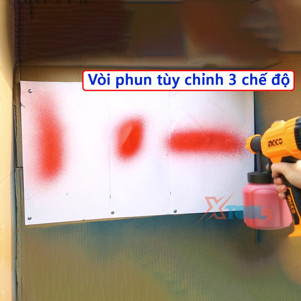 Máy phun sơn INGCO SPG3508 Công suất 450W, Súng phun sơn áp suất 0.1-0.2bar, bình chứa 800ml, kèm 1 cốc đo lường độ nhớt