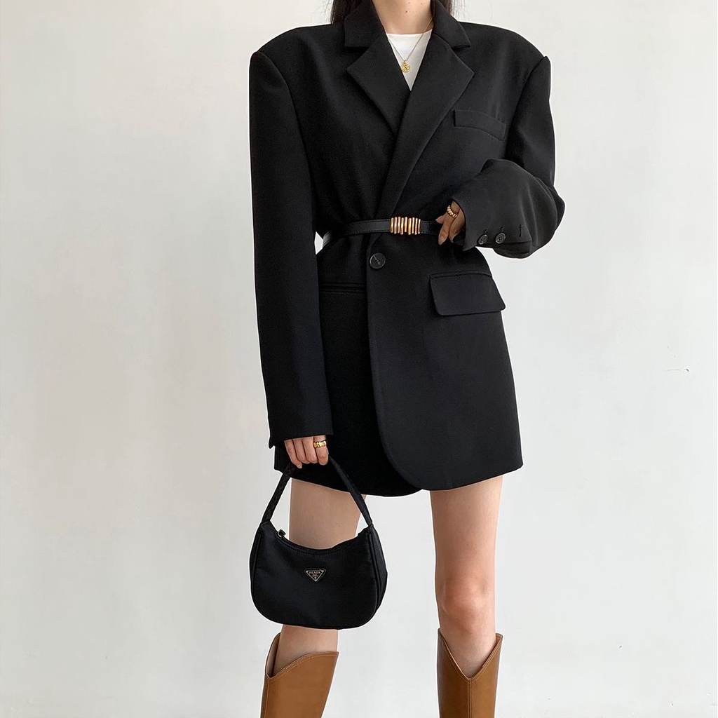 【high quality】Áo Khoác blazer Cỡ Lớn Màu Đen / Xám Thời Trang Sang Trọng Cho Nữ