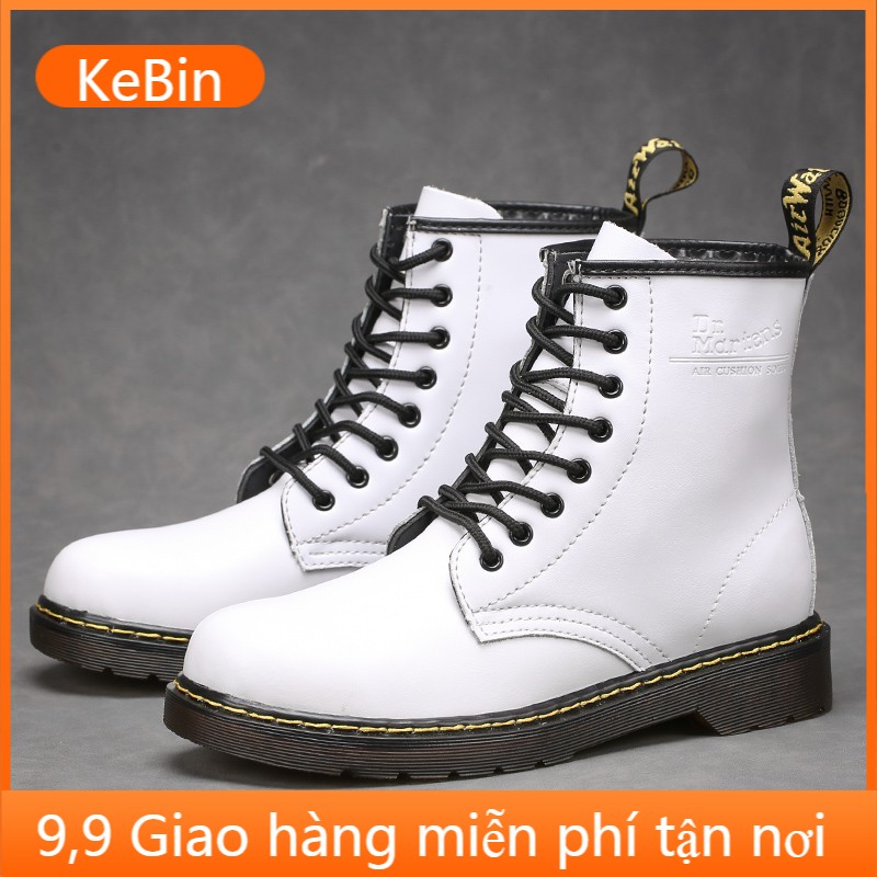 Giày bốt kiểu cao bồi Dr. Martens1460 màu trắng thời trang phong cách retro dành cho nam và nữ -v01