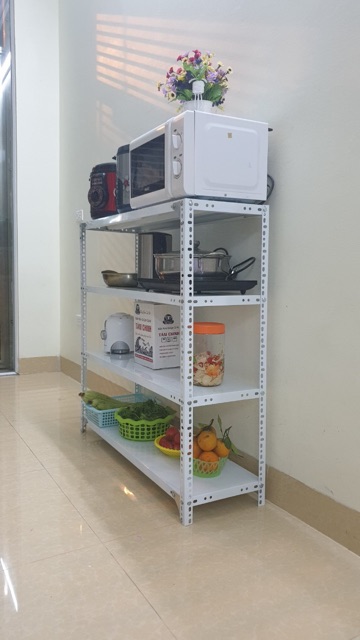 Kệ sắt v lỗ 4 tầng dài 1m rộng 0,3m cao 1,2m màu TRẮNG