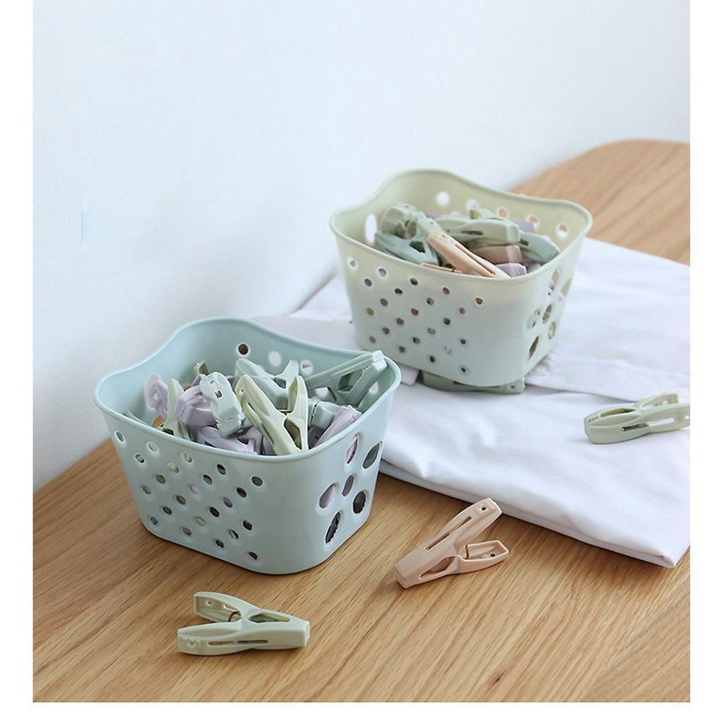 [Set 28 - 30] kẹp phơi quần áo bằng nhựa kèm giỏ đựng
