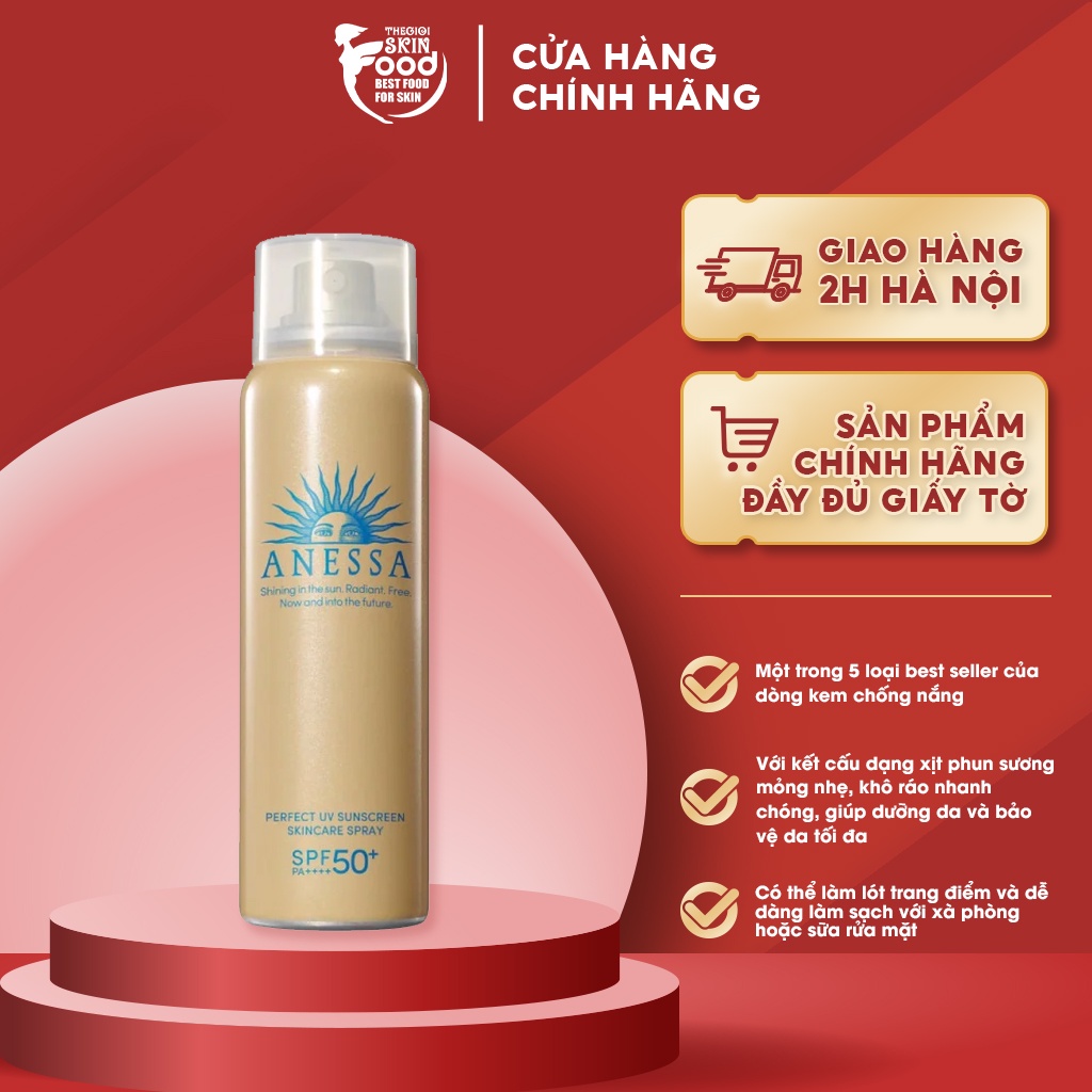 Xịt Chống Nắng Bảo Vệ Da Hoàn Hảo Anessa Perfect UV Sunscreen Skincare Spray A SPF50+/PA++++ 60g