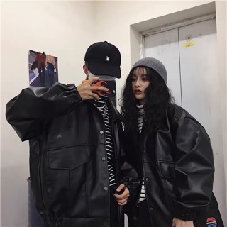 (Order) Áo khoác da bomber ullzang nam nữ