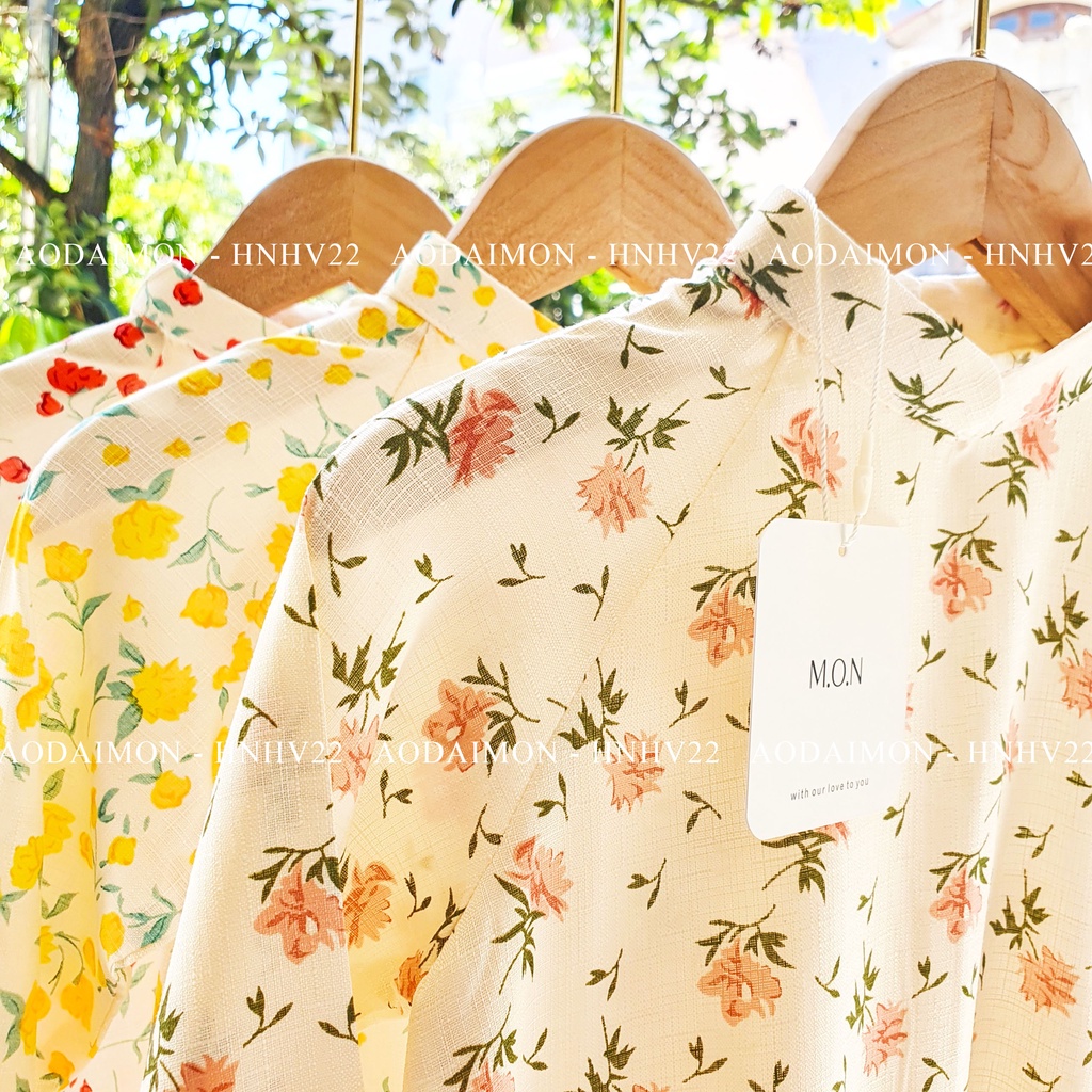Áo Dài Hoa Nhí Cho Mẹ Và Bé Hạ Vy 3 Màu Đỏ - Hồng - Vàng