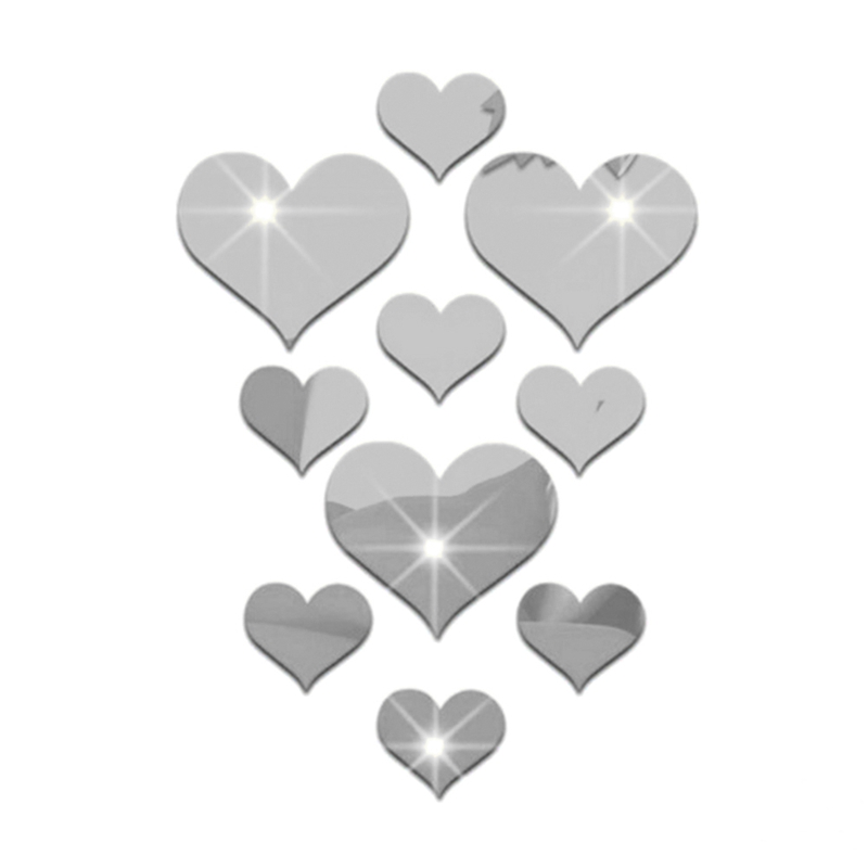 Sticker Dán Tường Hình Trái Tim  d Hiệu Ứng Gương