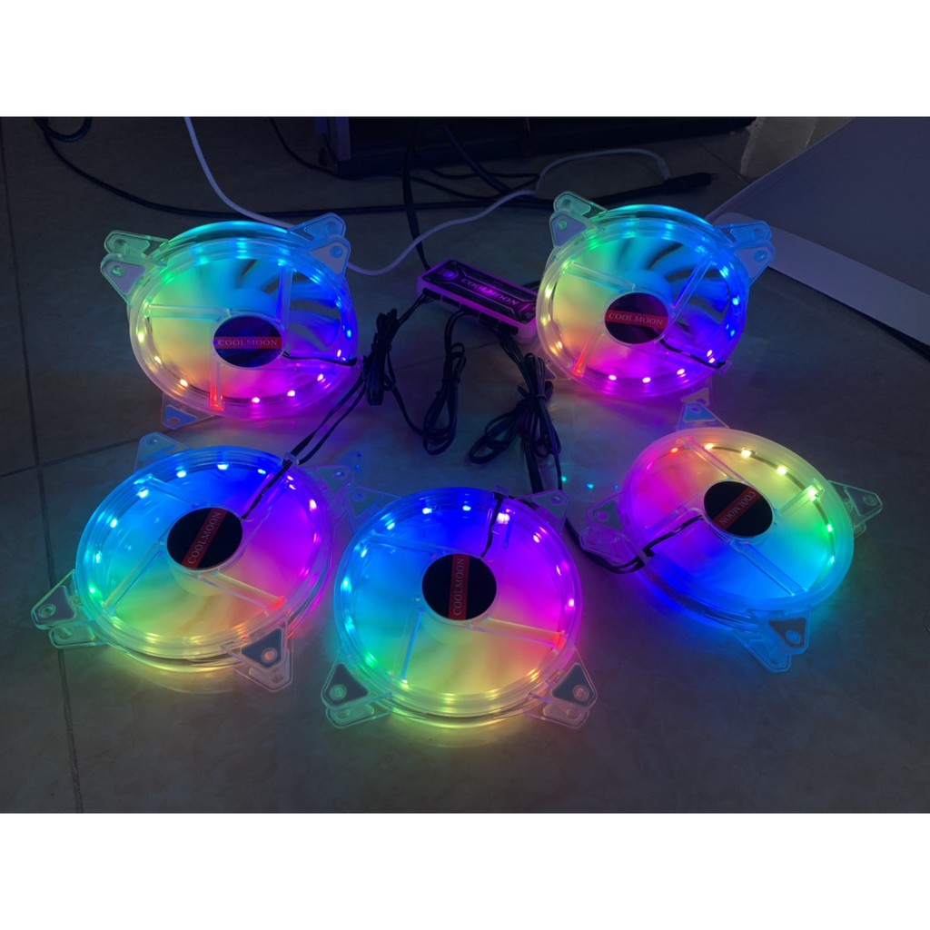 Set 5 Fan led RGB Coolmon đồng bộ hub