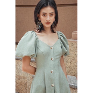 Đầm váy freesize mint cổ V tay bo