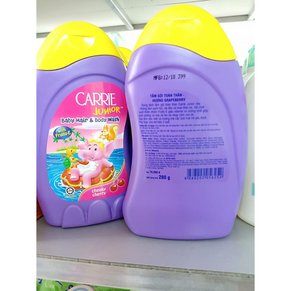 sữa tắm gội toàn thân Carrie Junior 280g
