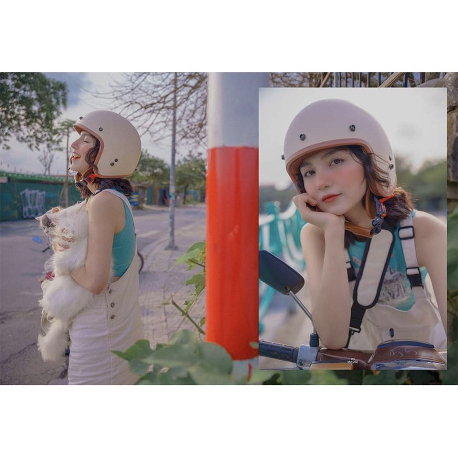 Mũ Bảo Hiểm 3/4 đầu Cao Cấp Lót Nâu Classic Như Hình Tặng kèm lưỡi trai -17 màu- Hàng CTY-Cam Kết Chất Lượng,Giống Hình