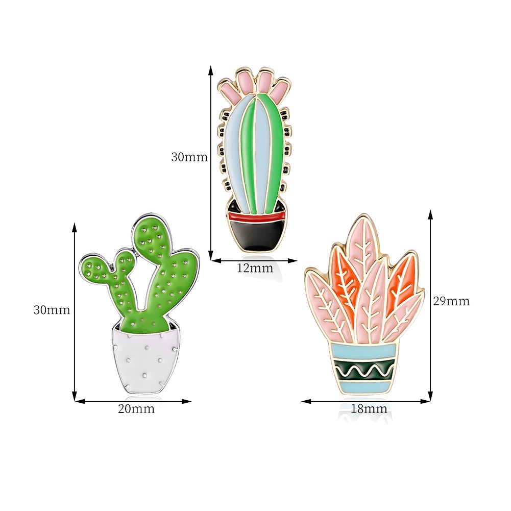 YOML✔3Pcs/Set Cartoon Cactus Plant Enamel Badge Brooch Pin Clothes Jewelry Decor