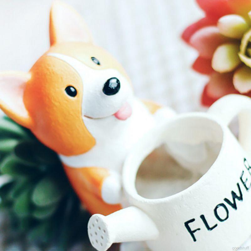 Chậu cây để bàn hình chú chó Corgi