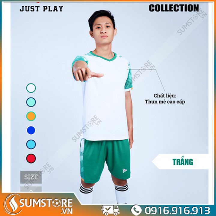 Áo Bóng Đá Không Logo – JustPlay – Viking – Màu Trắng
