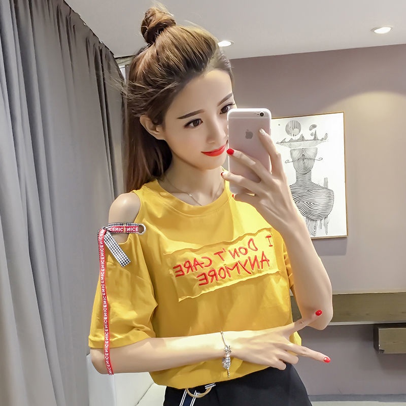 Áo Thun Nữ Trễ Vai Dáng Rộng Thêu Chữ Thời Trang Áo phông Nữ NZ-TX-170