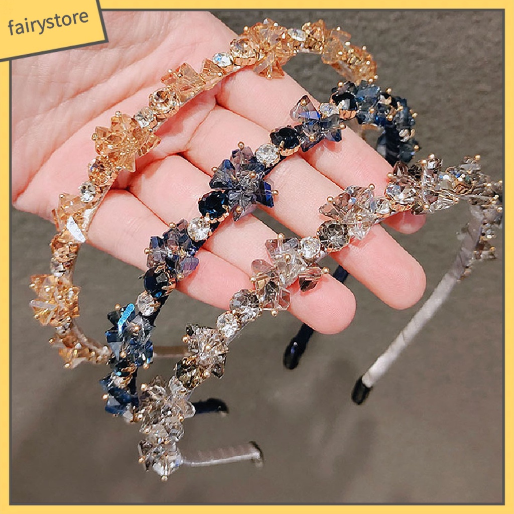 Băng Đô Cài Tóc Đính Pha Lê Giả Lấp Lánh Nhiều Màu Sắc Chống Trượt Có Thể Tái Sử Dụng