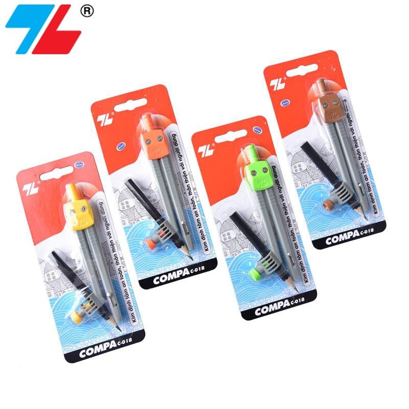 Compa chì gỗ Thiên Long C-018 / Compa 018 / C018 dùng bút chì gỗ tiện dụng có nút chốt an toàn