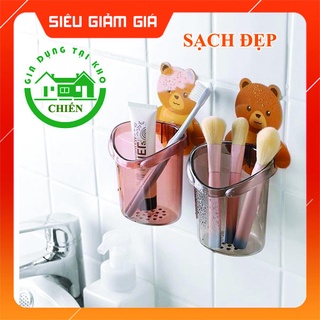 Cốc gấu dán tường đựng bàn chải kem đánh răng, cốc gấu nâu dán tường đựng bàn chải kem đánh răng