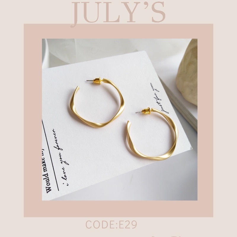 Khuyên tai bông tai tròn xoắn mạ vàng sang trọng|July’s Accessories