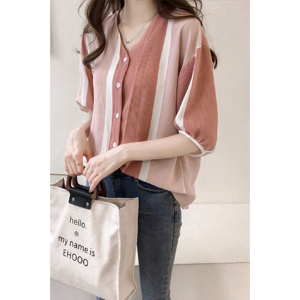 IELGY  Áo Sơ Mi chiffon Tay Ngắn Cỡ Lớn Thời Trang Mùa Hè Cho Nữ