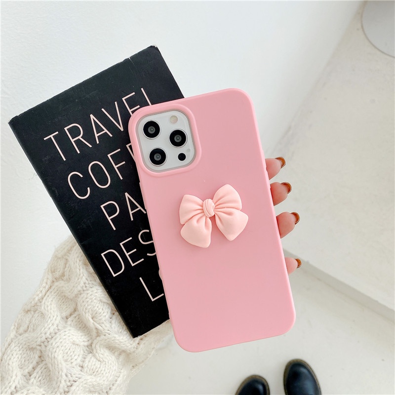 Ốp Điện Thoại Silicone Màu Kẹo Có Nơ Cho OPPO A12 A3S A5S A5 A7 A59 A95 A57 A83 A39 A79 A92 A52 A53 F5 F9 F1S F11 A15S A74 A54