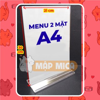 Kệ Menu Mica ĐỨNG A4 Đế Lùa