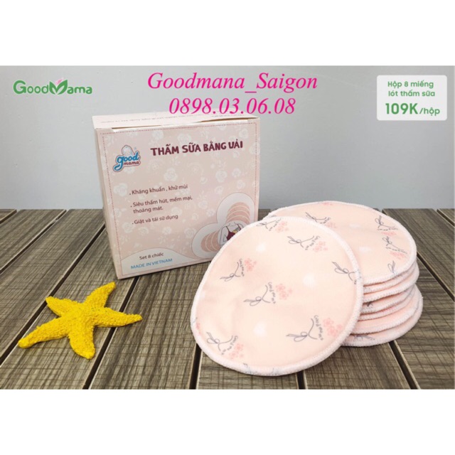 8 miếng( 1 hộp) lót thấm sữa  giặt được Goodmama