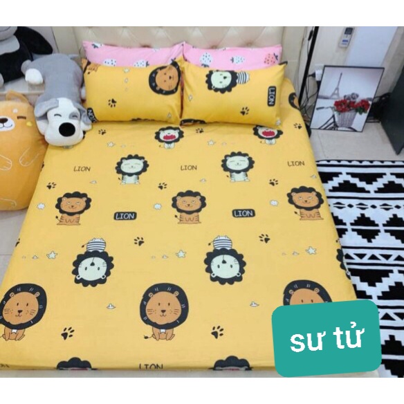 Set 4 Món Bộ Ga Gối Cotton Họa Tiết HOẠT HÌNH ( CHAT SHOP CHỌN MẪU CHỌN SIZE ( GA CHUN, GA GỐI)