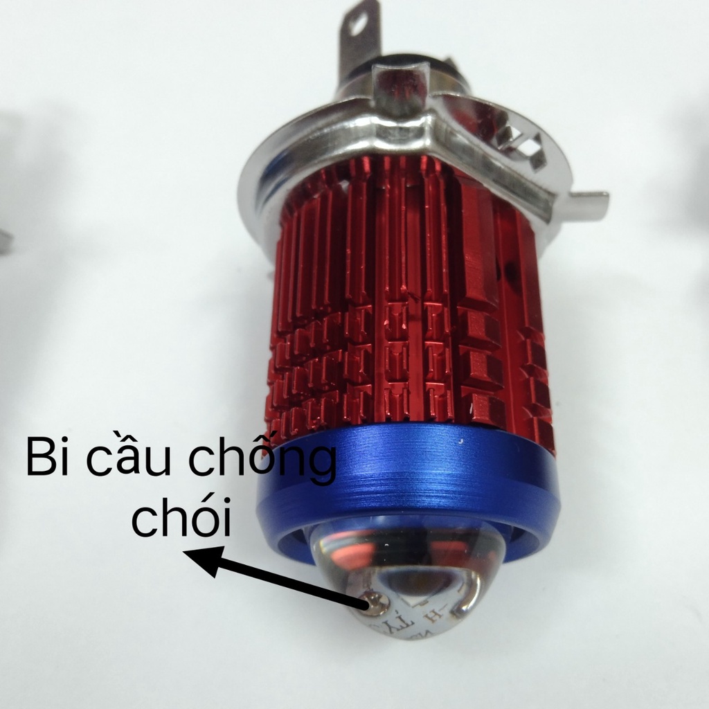 Đèn pha xe máy BMA V6 bi cầu chân H4 2 chế độ pha trắng cos vàng siêu sáng