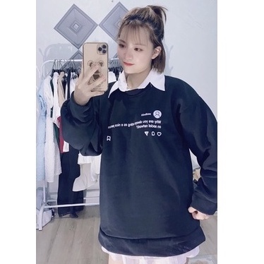 ÁO TRẮNG ĐEN  ÁO NỈ COTTON NAM NỮ ULZZANG THU ĐÔNG 2021