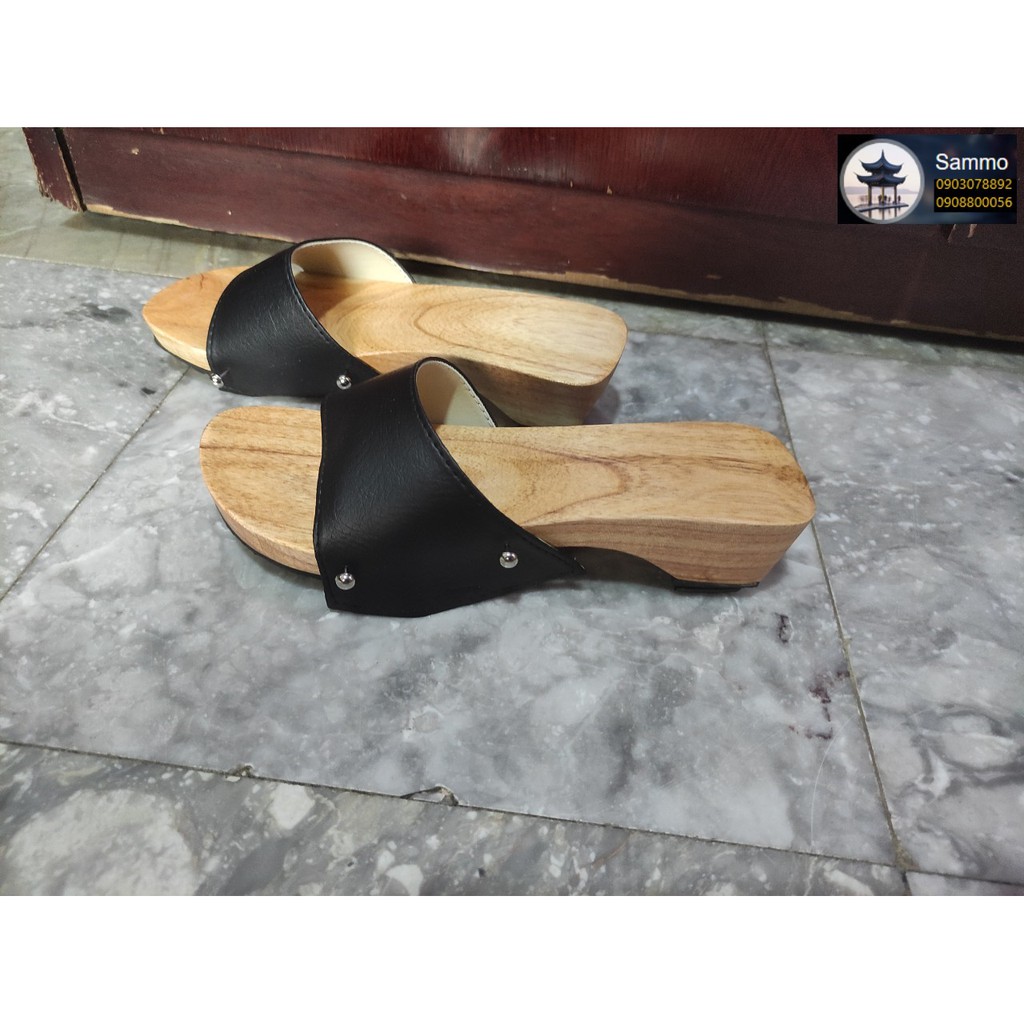 Guốc Gỗ Guốc Mộc Quai Nhung 4 Phân