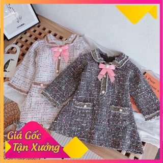 Váy dạ đính nơ bé gái