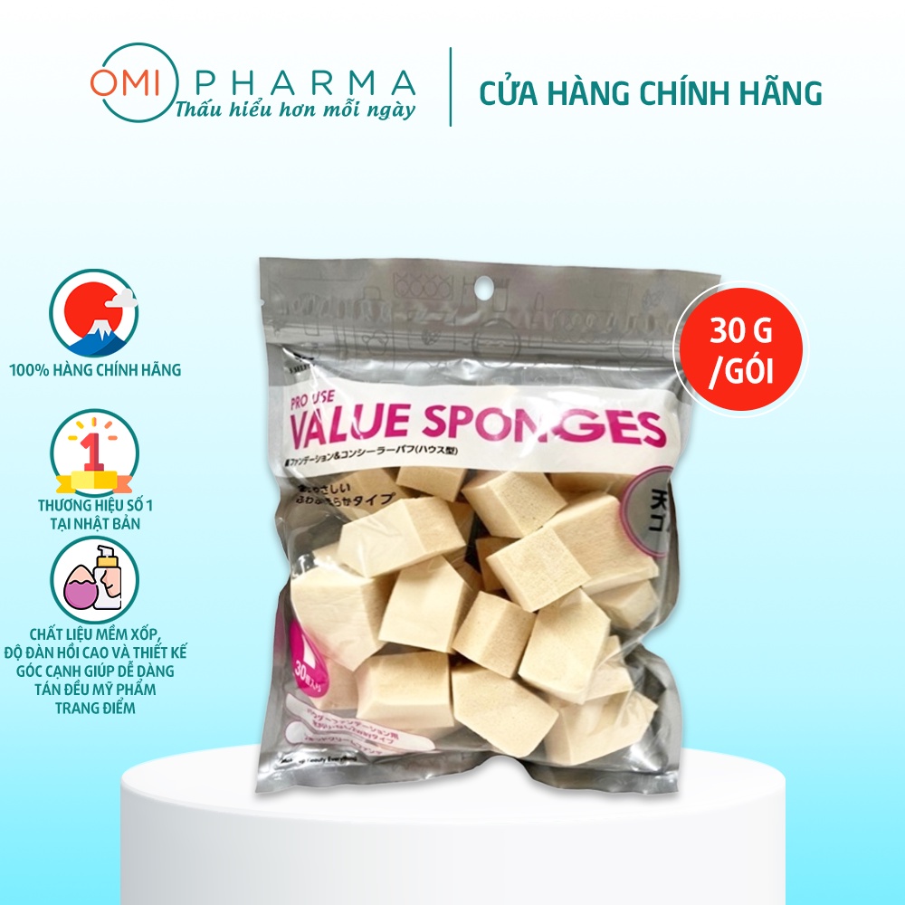 Mút Trang Điểm Từ Cao Su Thiên Nhiên Cho Da Nhạy Cảm S Select Pro Use Nhật Bản (30 Chiếc/Gói)